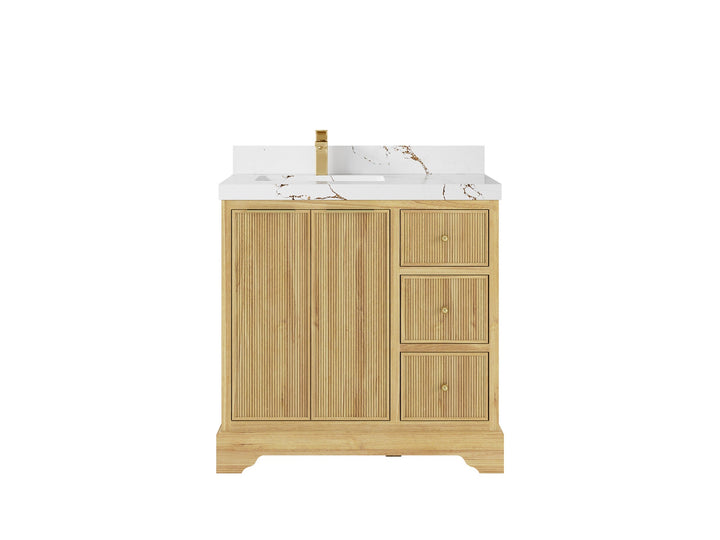 Austin Teak Wood 36 in. W x 22 in. D Left Offset Sink Bathroom Vanity - photo 23