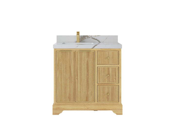 Austin Teak Wood 36 in. W x 22 in. D Left Offset Sink Bathroom Vanity - photo 20