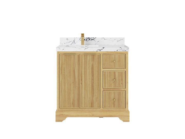 Austin Teak Wood 36 in. W x 22 in. D Left Offset Sink Bathroom Vanity - photo 25
