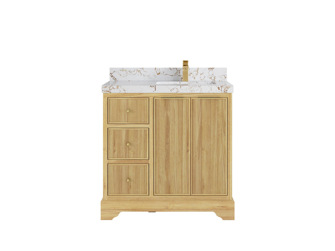 Austin Teak Wood 36 in. W x 22 in. D Right Offset Sink Bathroom Vanity - Willow Bath and Vanity