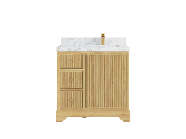 Austin Teak Wood 36 in. W x 22 in. D Right Offset Sink Bathroom Vanity - photo 21