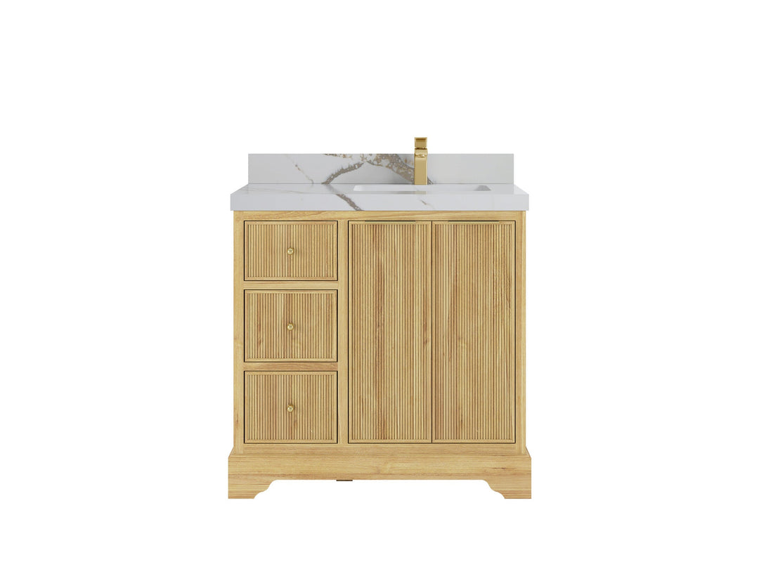 Austin Teak Wood 36 in. W x 22 in. D Right Offset Sink Bathroom Vanity - Willow Bath and Vanity