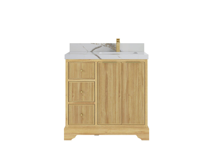 Austin Teak Wood 36 in. W x 22 in. D Right Offset Sink Bathroom Vanity - photo 20