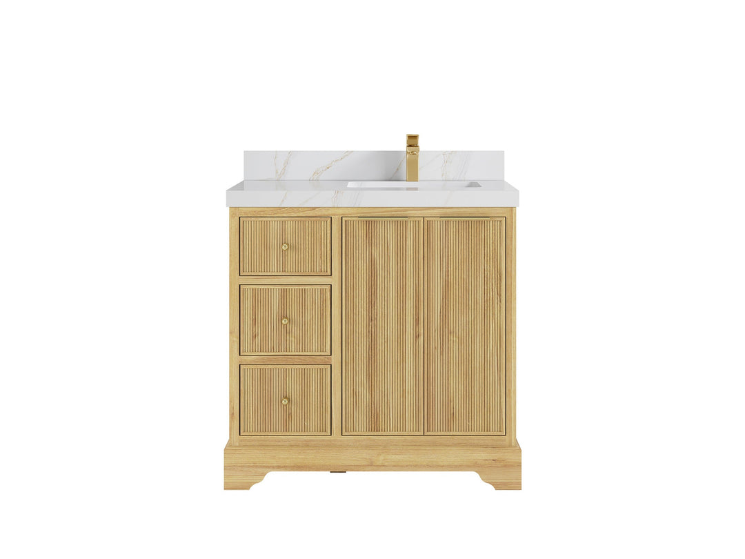 Austin Teak Wood 36 in. W x 22 in. D Right Offset Sink Bathroom Vanity - Willow Bath and Vanity