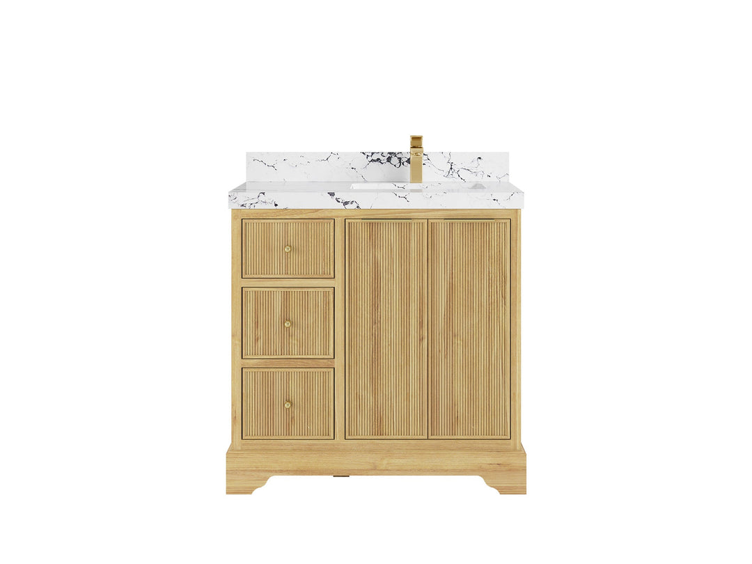 Austin Teak Wood 36 in. W x 22 in. D Right Offset Sink Bathroom Vanity - Willow Bath and Vanity