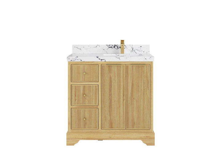 Austin Teak Wood 36 in. W x 22 in. D Right Offset Sink Bathroom Vanity - photo 25