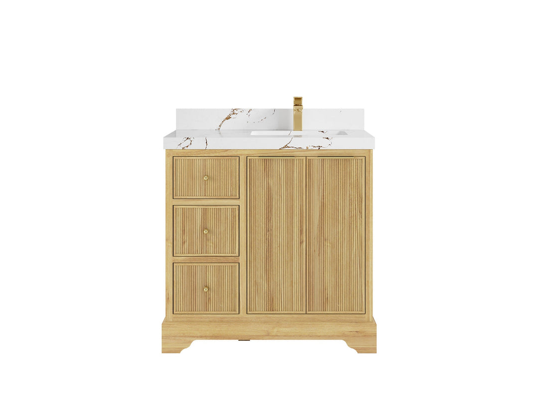 Austin Teak Wood 36 in. W x 22 in. D Right Offset Sink Bathroom Vanity - Willow Bath and Vanity
