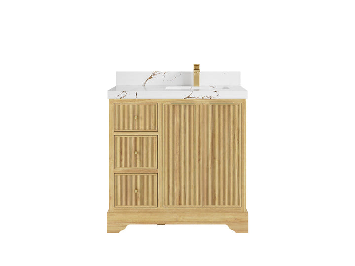 Austin Teak Wood 36 in. W x 22 in. D Right Offset Sink Bathroom Vanity - photo 23