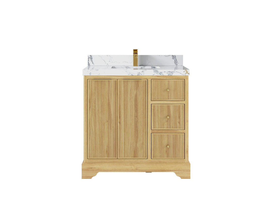 Austin Teak Wood 36" W x 22" D Center Sink Vanity for Contemporary Bathrooms - Willow Bath and Vanity