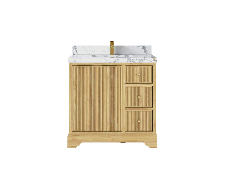 Austin Teak Wood 36" W x 22" D Center Sink Vanity for Contemporary Bathrooms - photo 21