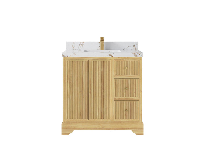 Austin Teak Wood 36" W x 22" D Center Sink Vanity for Contemporary Bathrooms - photo 23