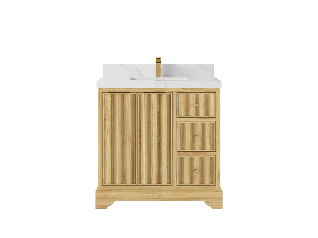 Austin Teak Wood 36" W x 22" D Center Sink Vanity for Contemporary Bathrooms - Willow Bath and Vanity