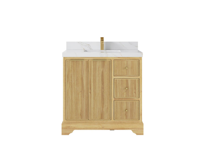 Austin Teak Wood 36" W x 22" D Center Sink Vanity for Contemporary Bathrooms - photo 19