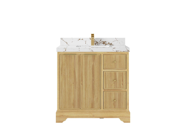 Austin Teak Wood 36" W x 22" D Center Sink Vanity for Contemporary Bathrooms - photo 22
