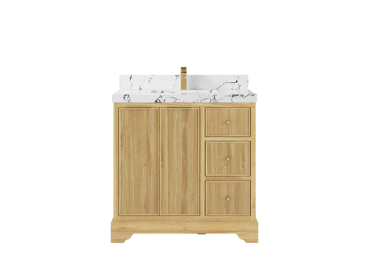Austin Teak Wood 36" W x 22" D Center Sink Vanity for Contemporary Bathrooms - photo 24