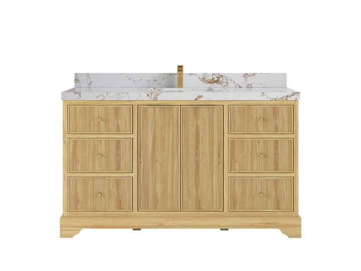 Austin Teak Wood 60 in. W x 22 in. D Double Sink Bathroom Vanity - photo 24