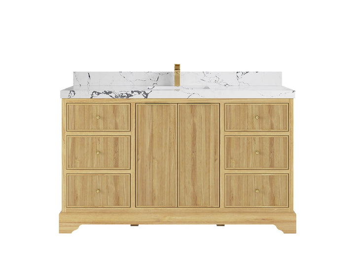 Austin Teak Wood 60 in. W x 22 in. D Double Sink Bathroom Vanity - photo 25