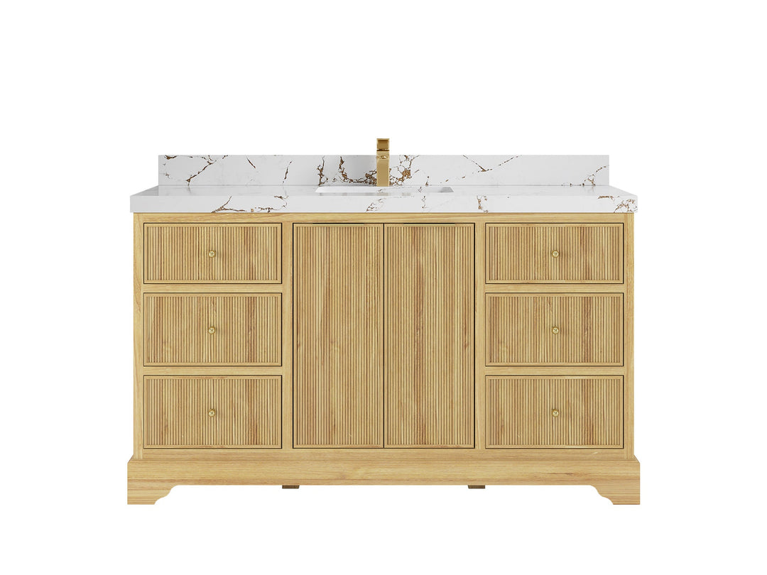 Austin Teak Wood 60 in. W x 22 in. D Single Sink Bathroom Vanity - Willow Bath and Vanity