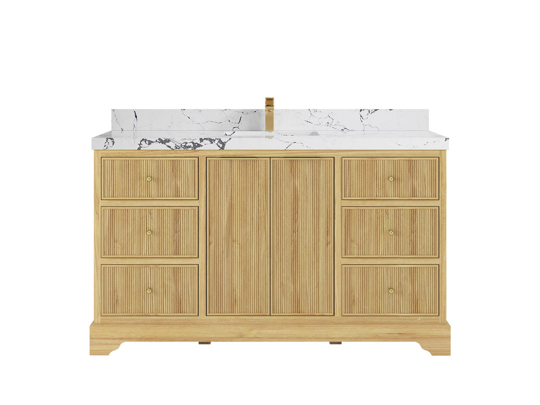 Austin Teak Wood 60 in. W x 22 in. D Single Sink Bathroom Vanity - Willow Bath and Vanity