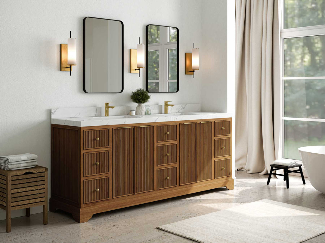 Austin Teak Wood 84 in. W x 22 in. D Double Sink Bathroom Vanity - Willow Bath and Vanity