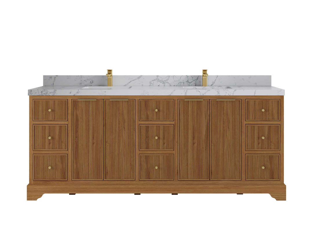 Austin Teak Wood 84 in. W x 22 in. D Double Sink Bathroom Vanity - Willow Bath and Vanity