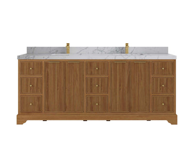 Austin Teak Wood 84 in. W x 22 in. D Double Sink Bathroom Vanity - Willow Bath and Vanity