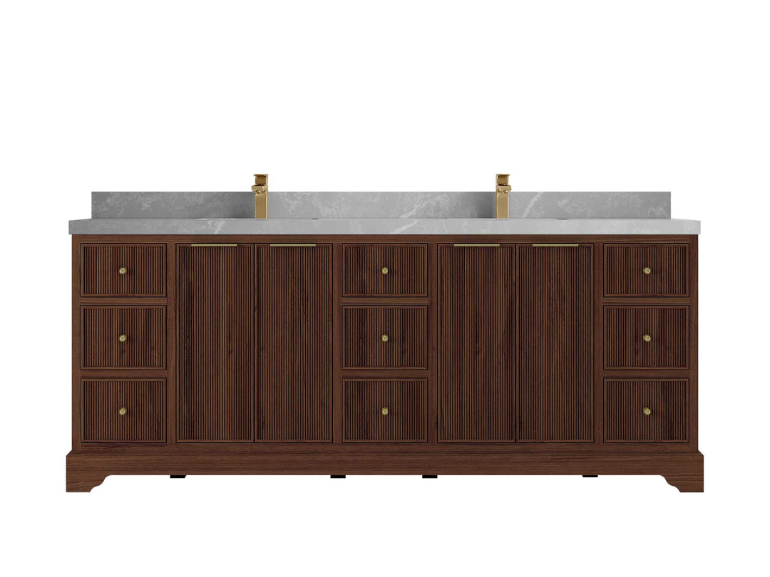 Austin Teak Wood 84 in. W x 22 in. D Double Sink Bathroom Vanity - Willow Bath and Vanity