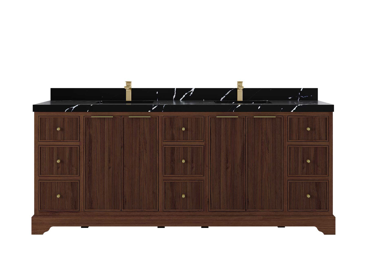 Austin Teak Wood 84 in. W x 22 in. D Double Sink Bathroom Vanity - Willow Bath and Vanity