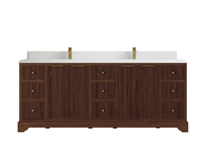 Austin Teak Wood 84 in. W x 22 in. D Double Sink Bathroom Vanity - photo 24