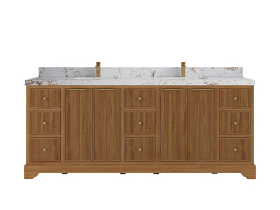 Austin Teak Wood 84 in. W x 22 in. D Double Sink Bathroom Vanity - Willow Bath and Vanity