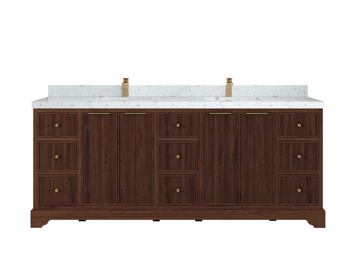 Austin Teak Wood 84 in. W x 22 in. D Double Sink Bathroom Vanity - photo 12