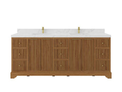 Austin Teak Wood 84 in. W x 22 in. D Double Sink Bathroom Vanity - photo 1