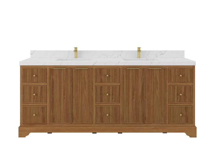 Austin Teak Wood 84 in. W x 22 in. D Double Sink Bathroom Vanity - photo 1