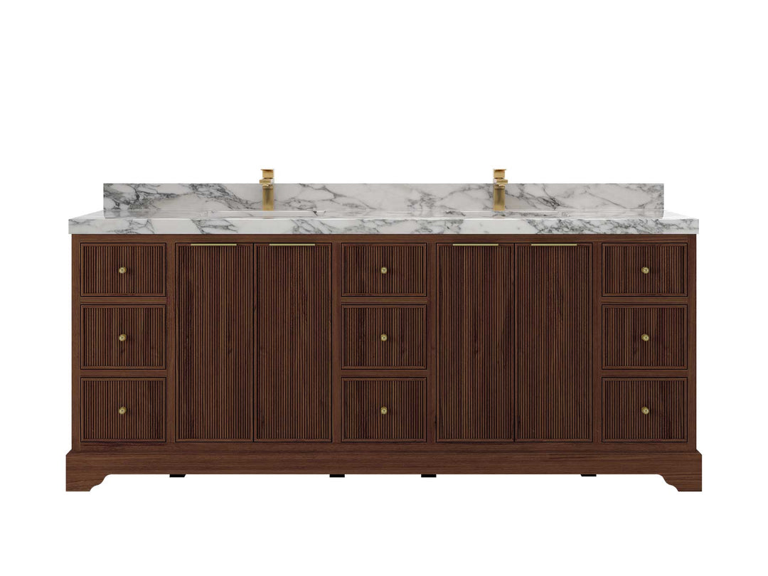 Austin Teak Wood 84 in. W x 22 in. D Double Sink Bathroom Vanity - Willow Bath and Vanity