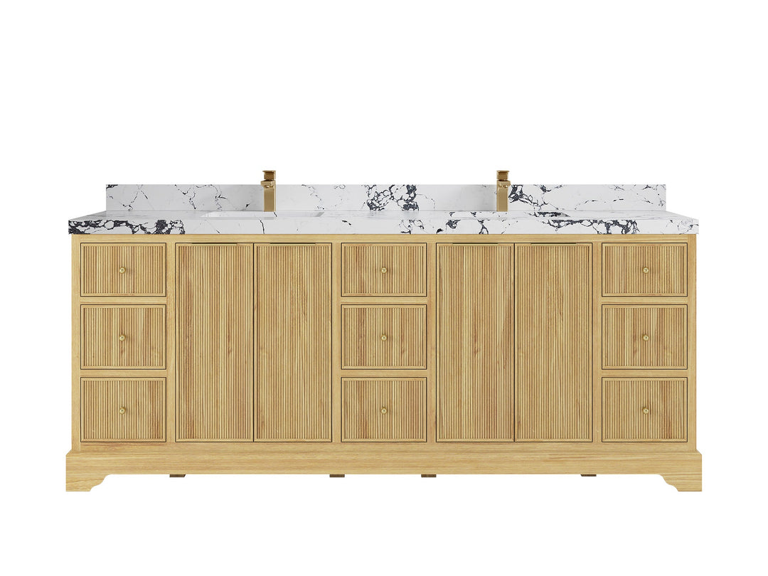 Austin Teak Wood 84 in. W x 22 in. D Double Sink Bathroom Vanity - Willow Bath and Vanity