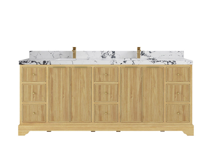 Austin Teak Wood 84 in. W x 22 in. D Double Sink Bathroom Vanity - photo 24