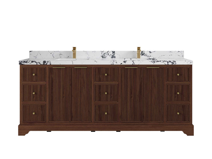 Austin Teak Wood 84 in. W x 22 in. D Double Sink Bathroom Vanity - photo 32