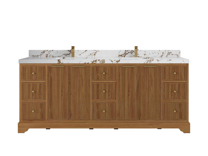 Austin Teak Wood 84 in. W x 22 in. D Double Sink Bathroom Vanity - photo 25