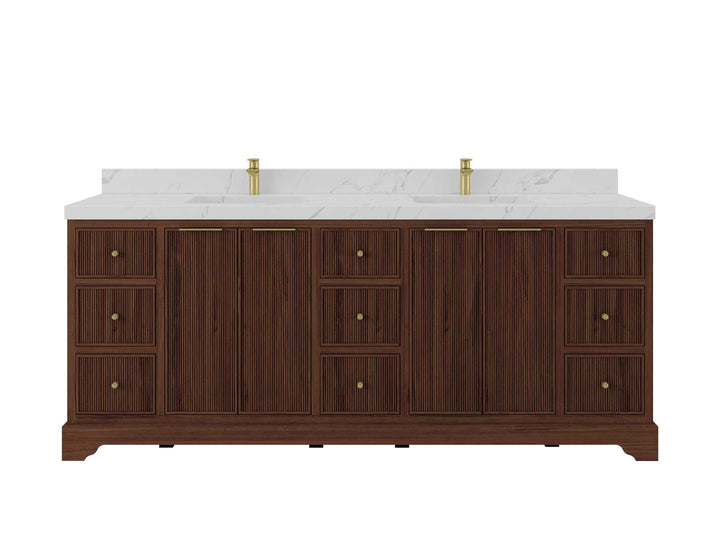 Austin Teak Wood 84 in. W x 22 in. D Double Sink Bathroom Vanity - photo 1