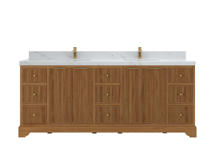 Austin Teak Wood 84 in. W x 22 in. D Double Sink Bathroom Vanity - photo 21