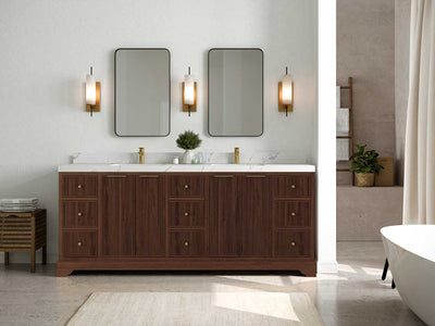 Austin Teak Wood 84 in. W x 22 in. D Double Sink Bathroom Vanity - Willow Bath and Vanity
