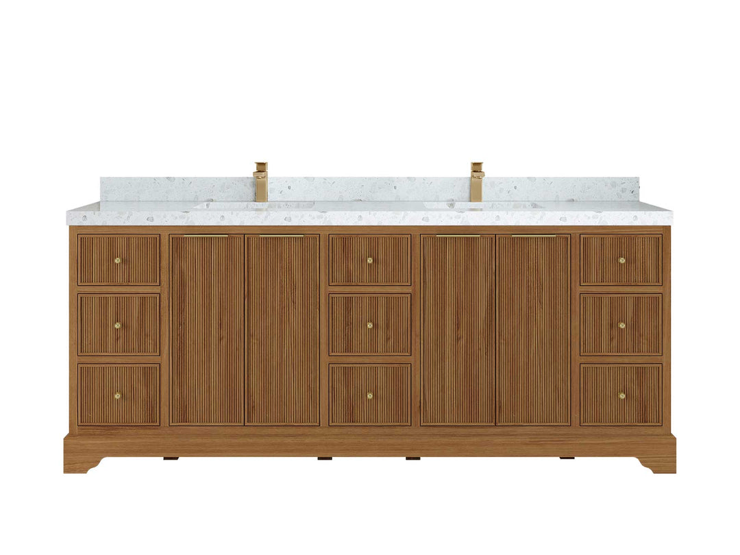 Austin Teak Wood 84 in. W x 22 in. D Double Sink Bathroom Vanity - Willow Bath and Vanity