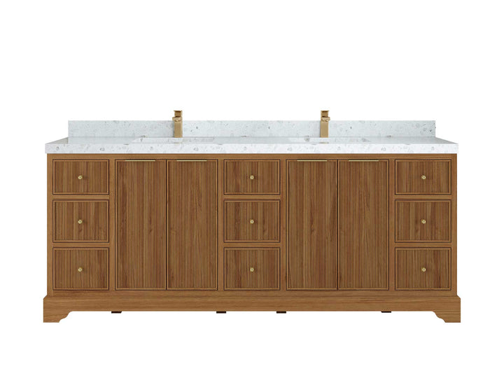 Austin Teak Wood 84 in. W x 22 in. D Double Sink Bathroom Vanity - photo 23