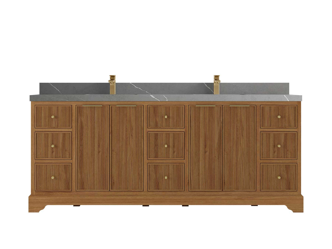 Austin Teak Wood 84 in. W x 22 in. D Double Sink Bathroom Vanity - Willow Bath and Vanity