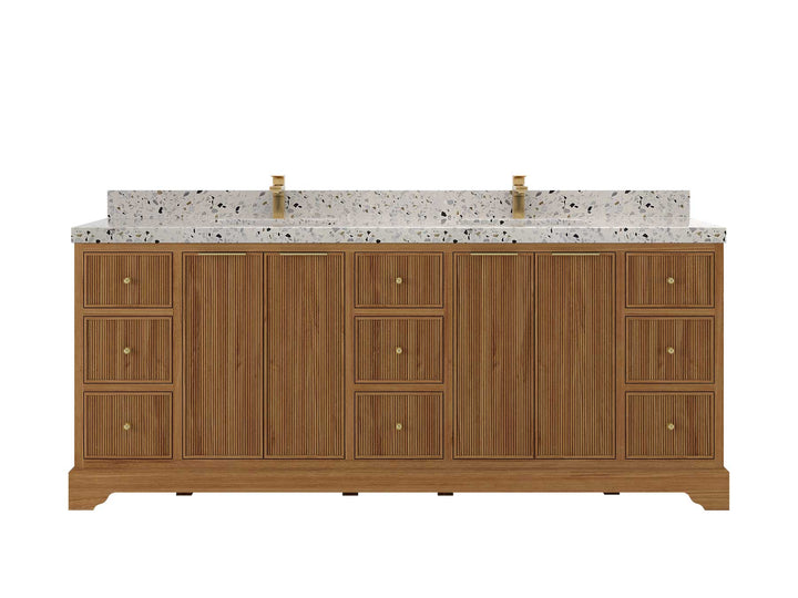 Austin Teak Wood 84 in. W x 22 in. D Double Sink Bathroom Vanity - photo 24