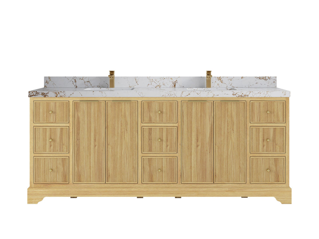 Austin Teak Wood 84 in. W x 22 in. D Double Sink Bathroom Vanity - Willow Bath and Vanity
