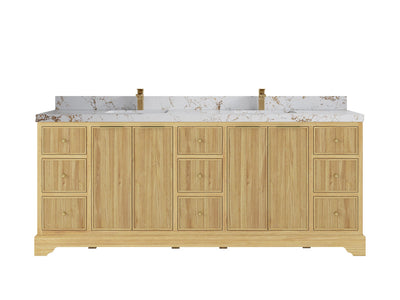 Austin Teak Wood 84 in. W x 22 in. D Double Sink Bathroom Vanity - Willow Bath and Vanity