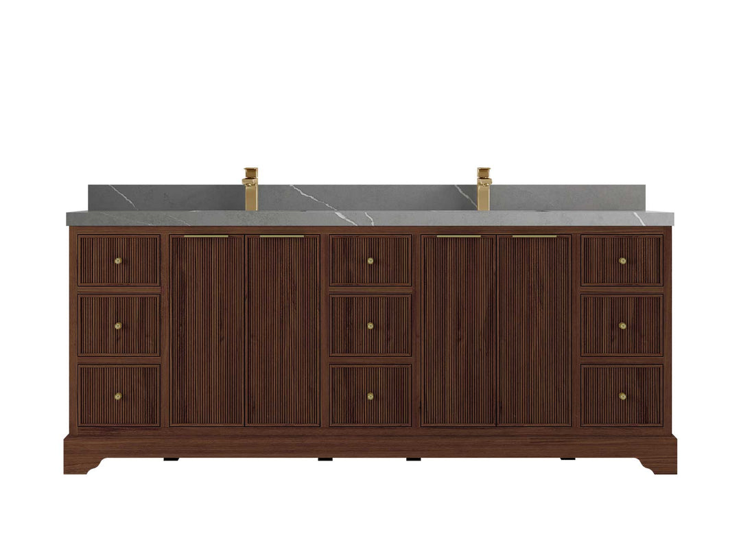 Austin Teak Wood 84 in. W x 22 in. D Double Sink Bathroom Vanity - Willow Bath and Vanity