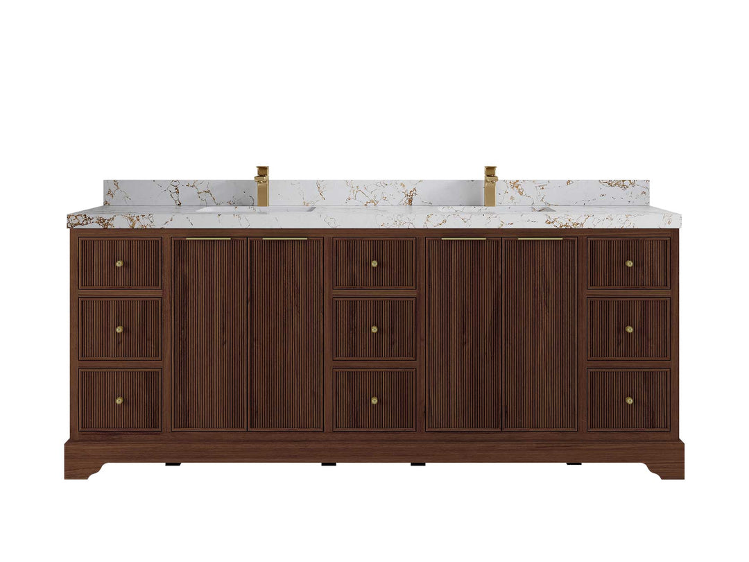 Austin Teak Wood 84 in. W x 22 in. D Double Sink Bathroom Vanity - Willow Bath and Vanity