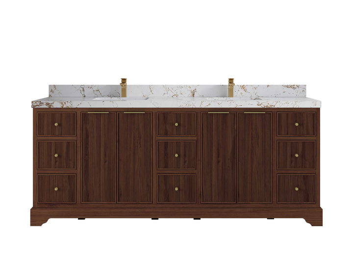 Austin Teak Wood 84 in. W x 22 in. D Double Sink Bathroom Vanity - photo 31